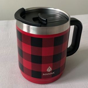 FREE WITH PURCHASE Manna Boulder Red And Black Plaid 14oz Steel Metal Mug (GUC)